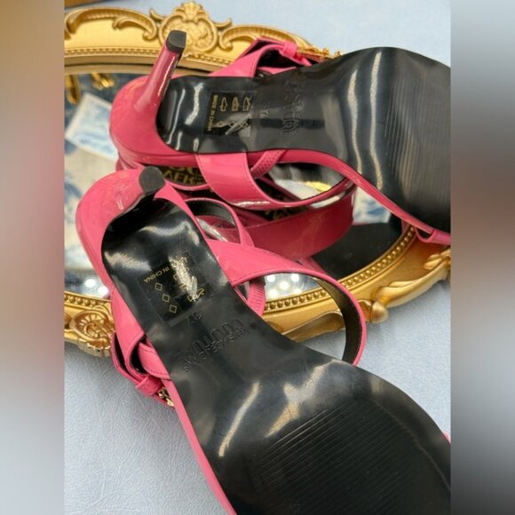 🆕 VERSACE JEANS COUTURE 🧿 NWOB Pink Buckle-Fastening Heeled Sandals Sz 37 US 7 - Picture 10 of 13
